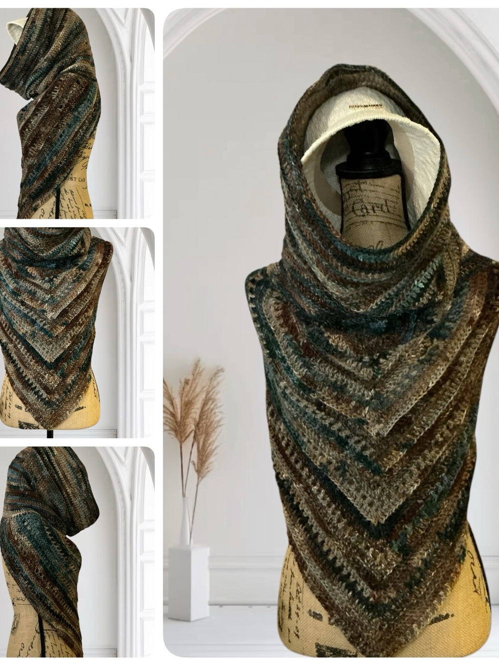 Hand Crafted Crochet Hooded Cowl Scarf One Size Adult